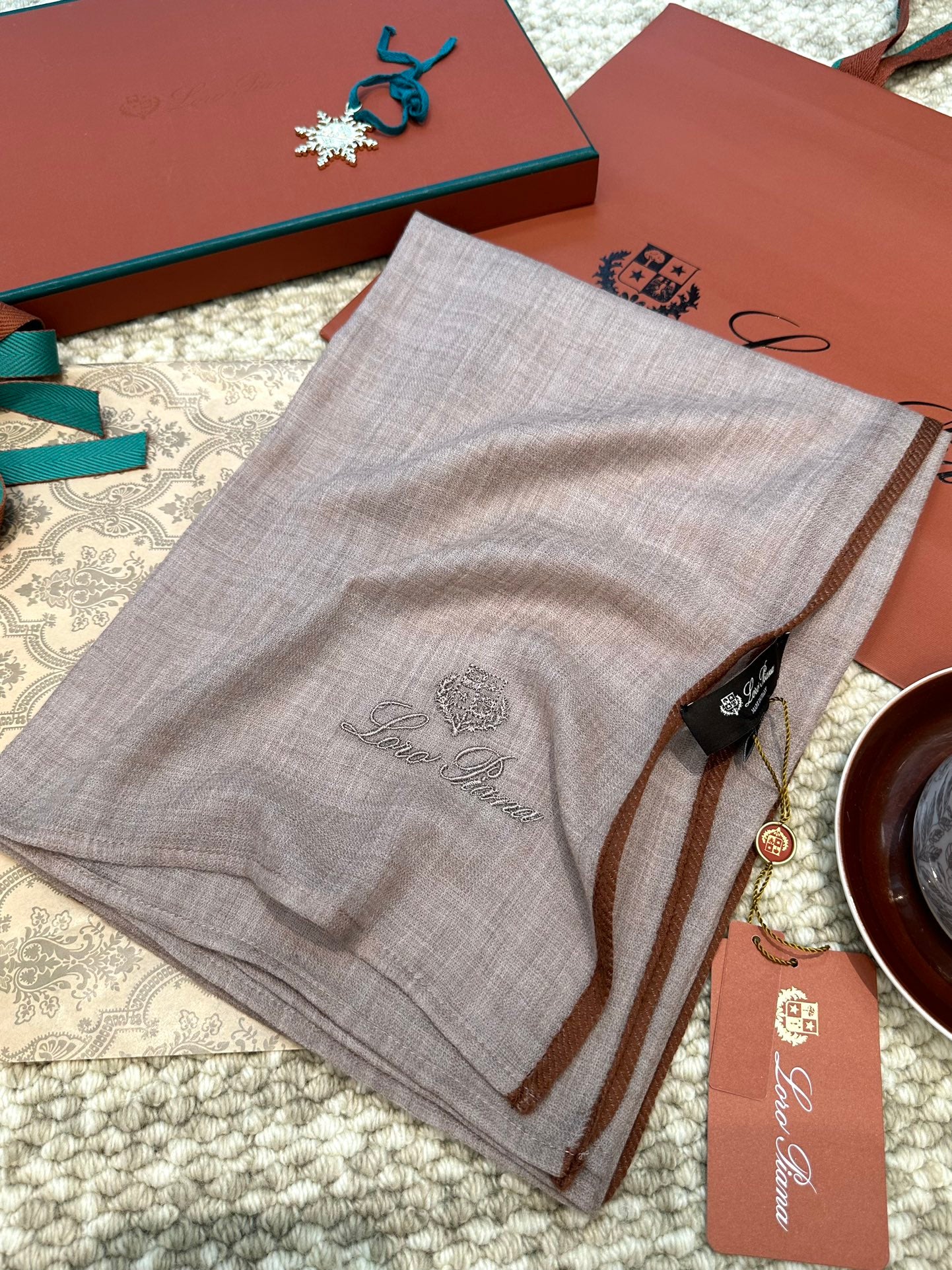 Шарф Loro Piana 2024 Кашемировый - 75-180-Коричневый