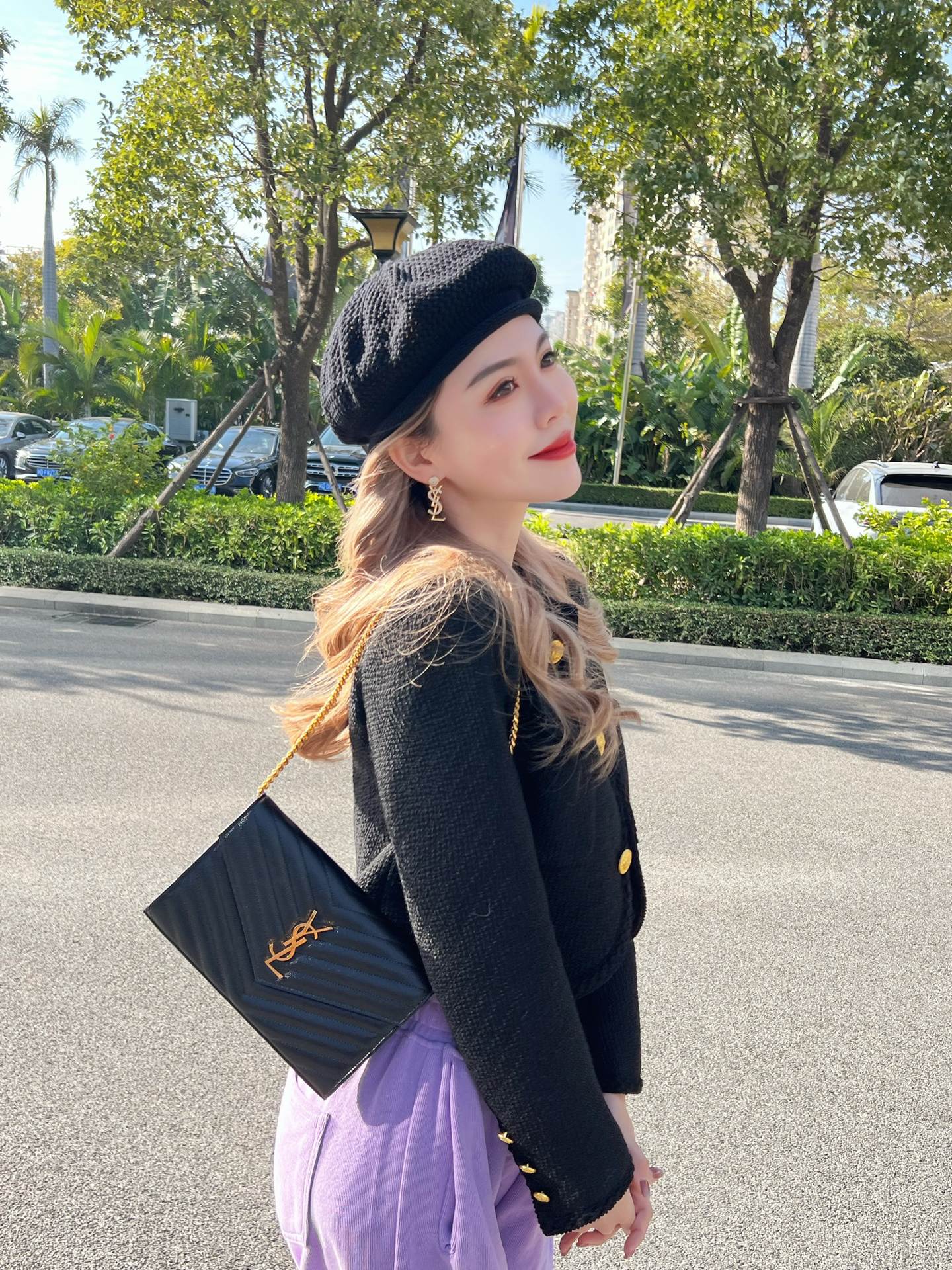 Сумка-конверт YSL-WOC, черная