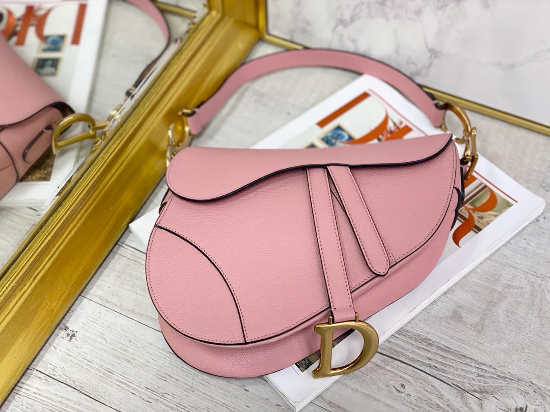 Сумка Dior Saddle Bag - с принтом пальм - большая, нежно-розовая - 25 см