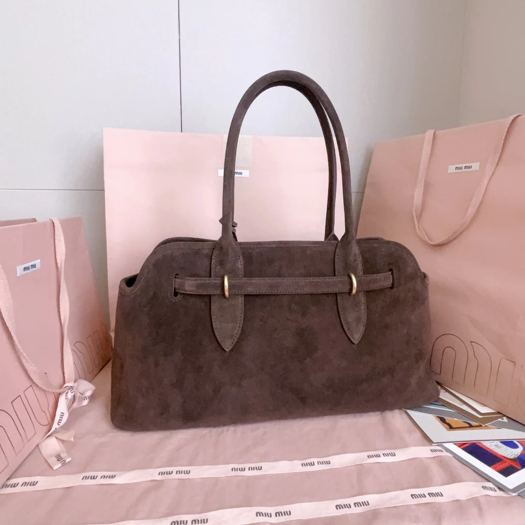 Сумка-тоут Miu Miu 5bg310 из замши - коричневая