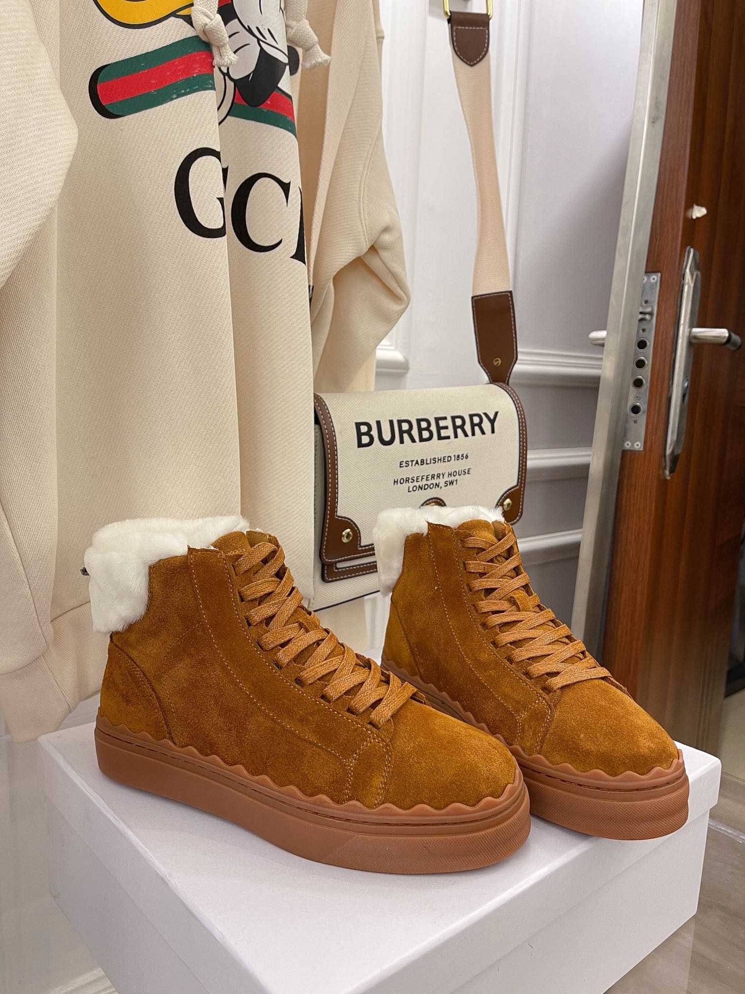 Обувь Chloe - Chloe - британский ретро-дизайн - ботинки с коротким ворсом