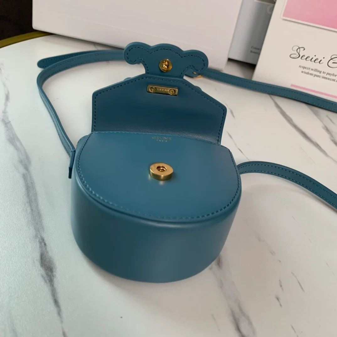 Седельная сумка Celine Cuir Besace - мини - синяя