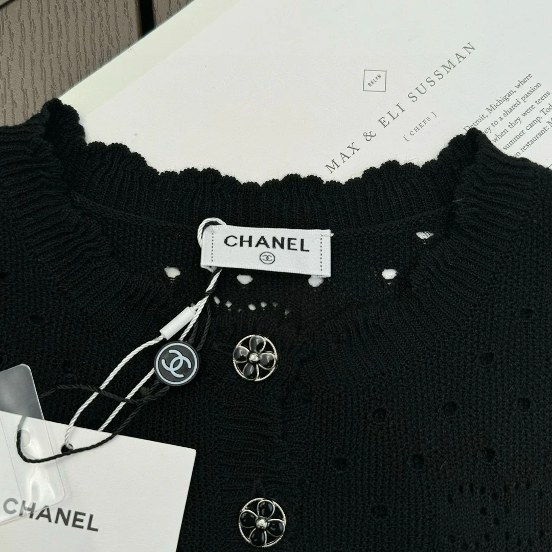 Chanel 2403 Весна/Лето Новинка Ажурный вязаный крючком топ - Черный