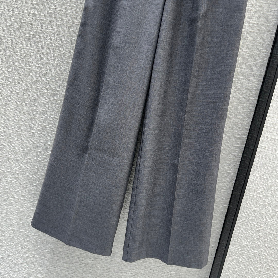 Miu Miu - 2404-24 Новинка ранней весны - Серые прямые брюки с широкими штанинами