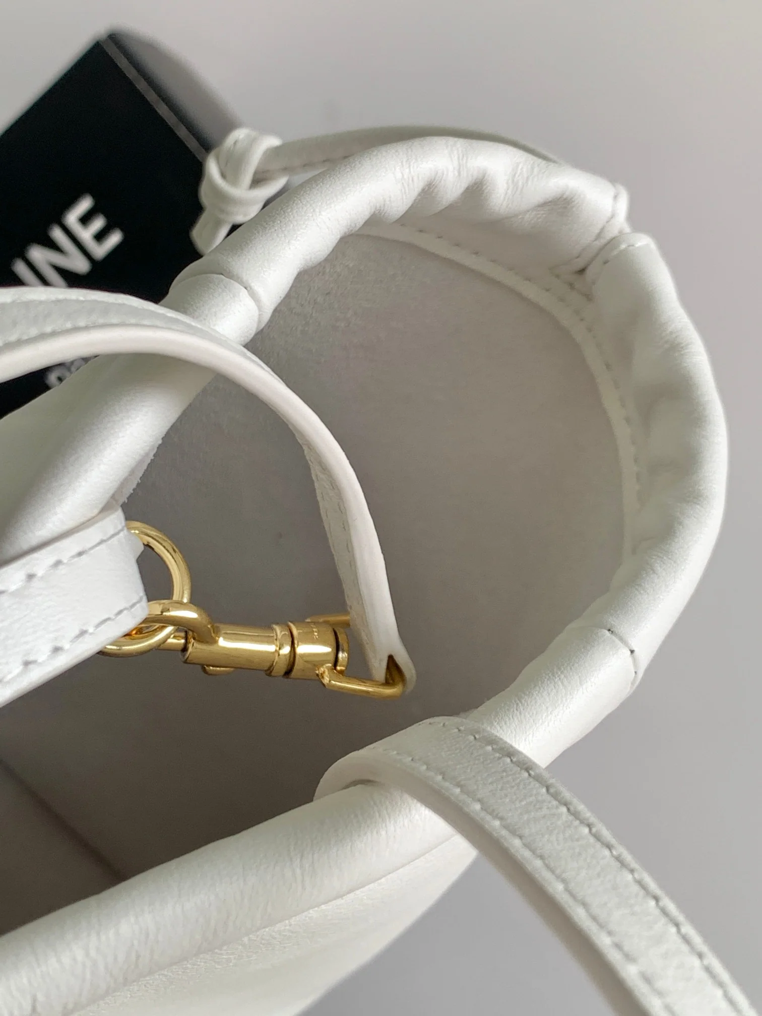 Сумка на завязках Celine Cuir Cabas - Маленькая - Белая