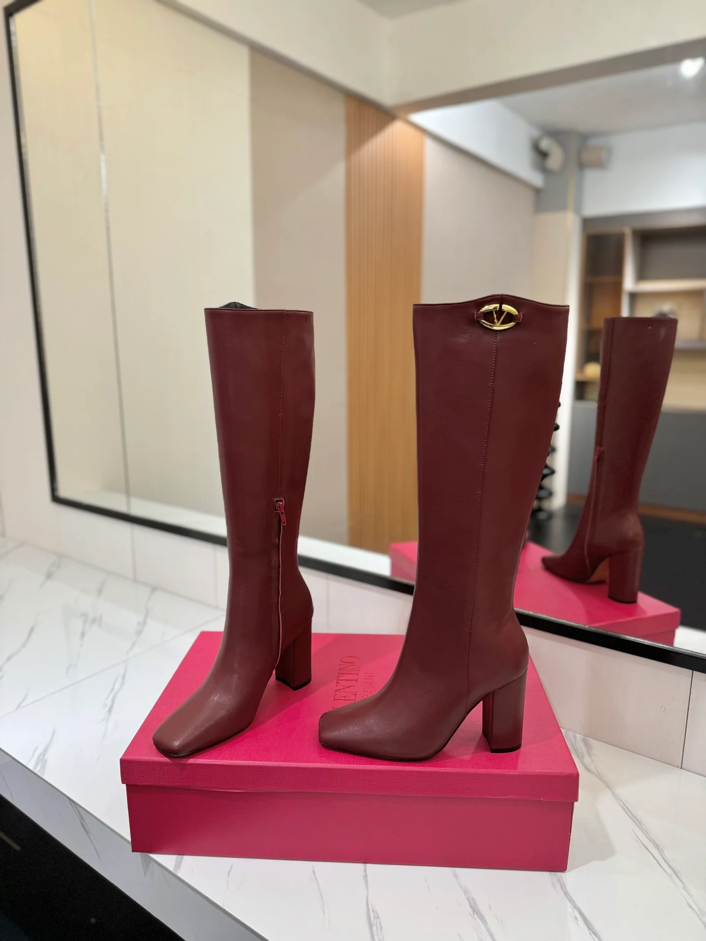 Высокие сапоги Valentino 2024 - Кофейно-коричневый