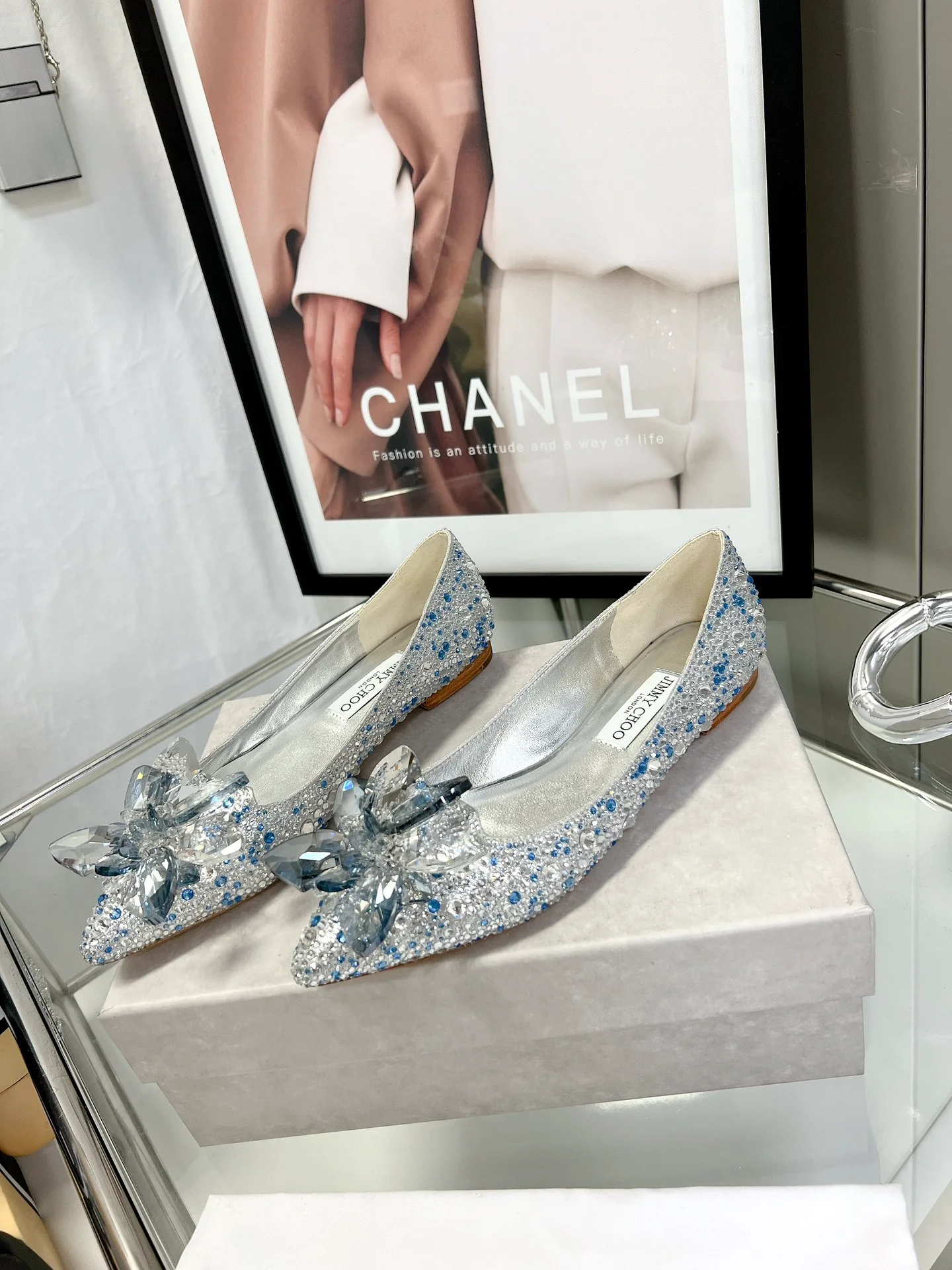 Свадебные туфли Jimmy Crystal - балетки - серебристо-серые