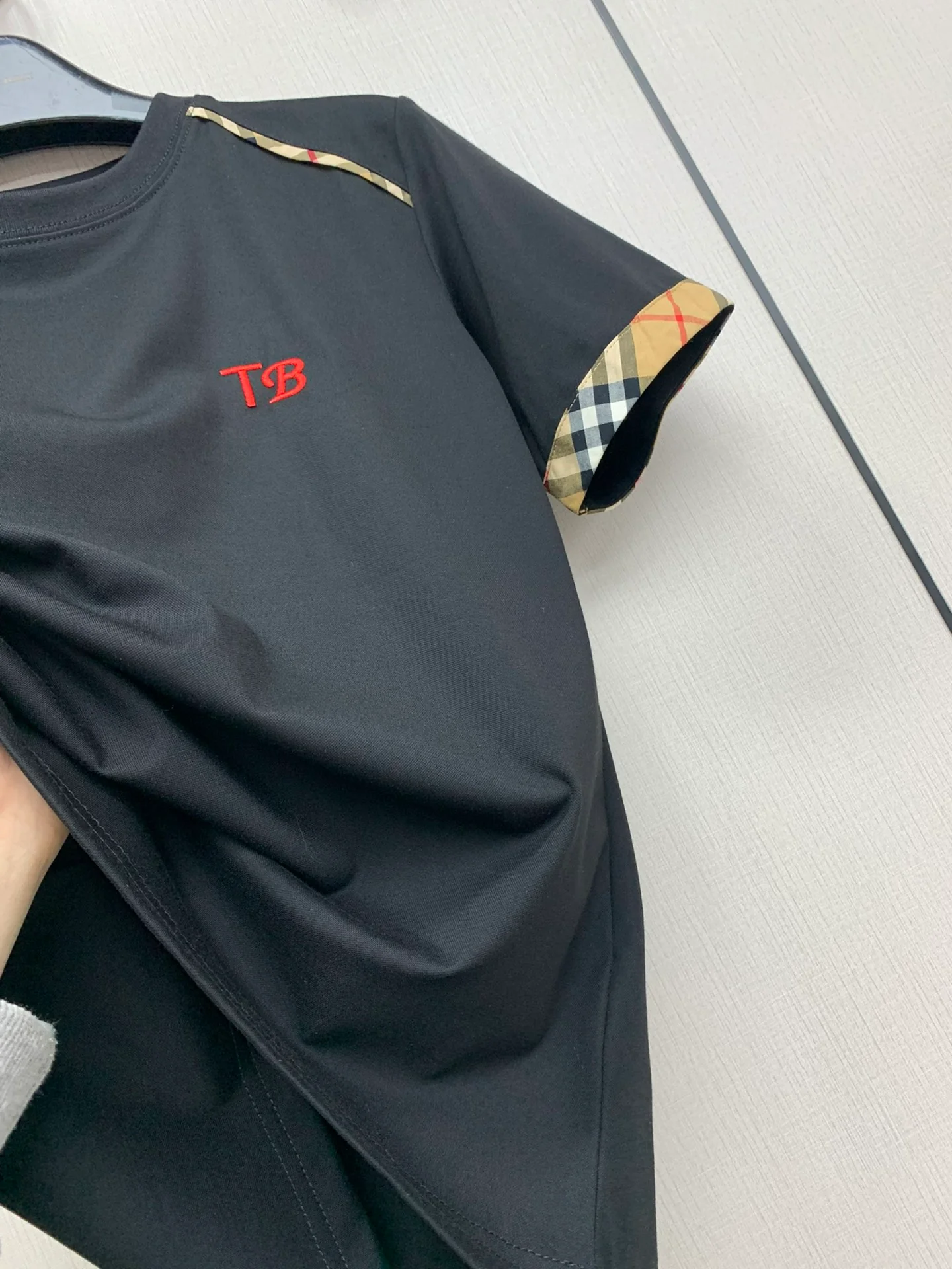 Футболка Burberry 2403 New Classic Check Embroidered Letter Tee - черная