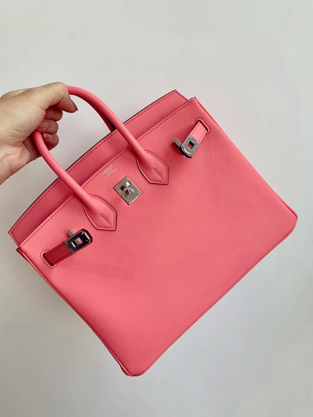 Сумка Hermes Birkin 25 Swift Pink с серебряной пряжкой