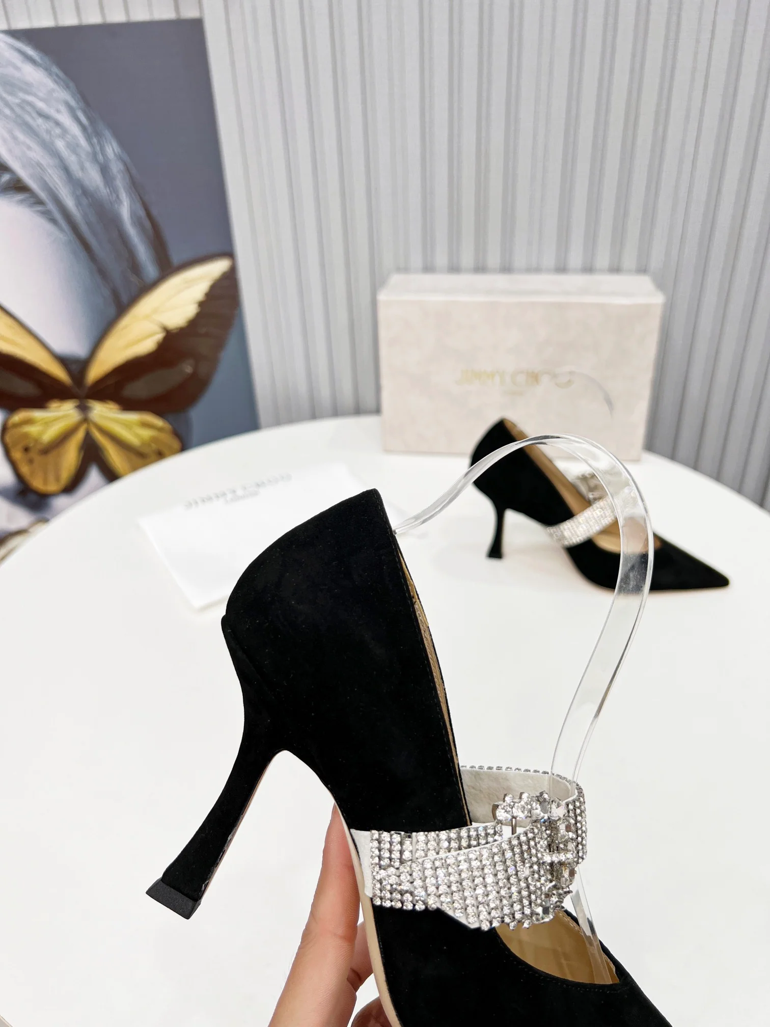 Туфли на высоком каблуке с острым носком Jimmy - черные