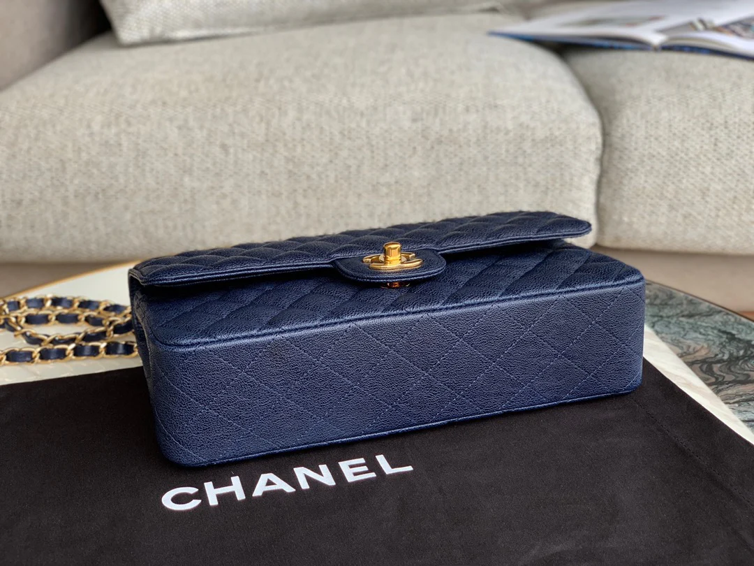 Сумка Chanel CF весна/лето 2019 — темно-синяя — 25 см