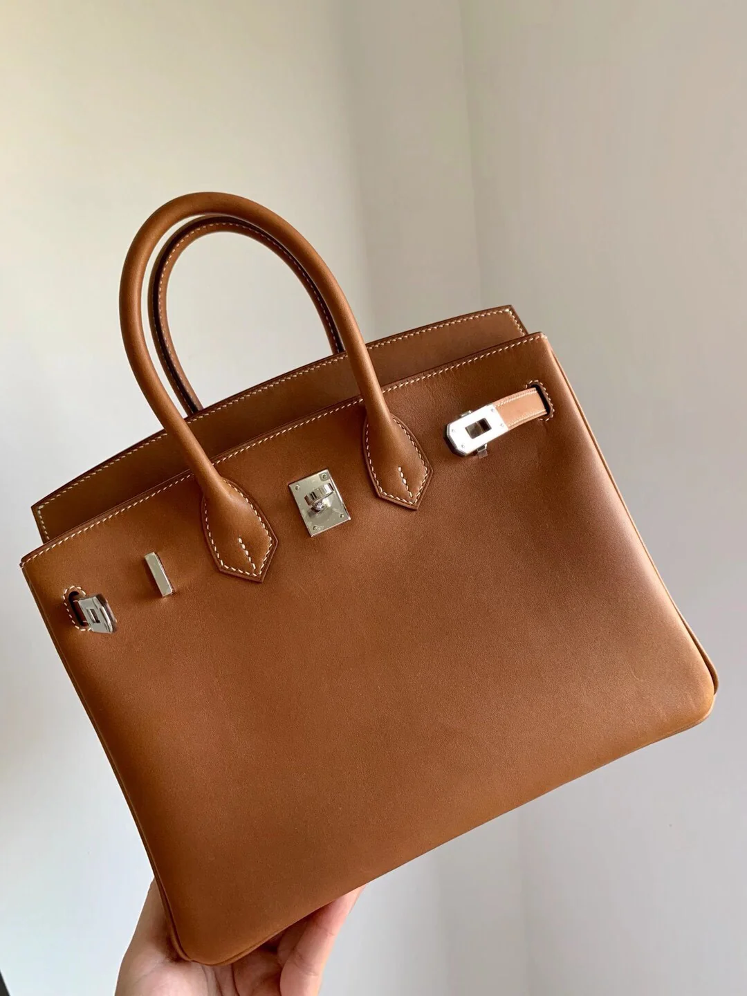 Сумка Hermes Birkin 25 из седельной кожи, серебряная пряжка Barenia 34.