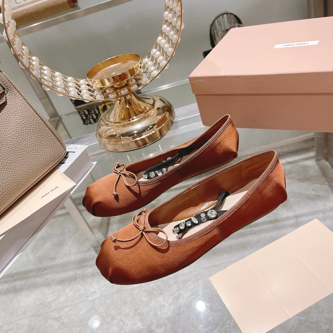 Балетки Miu Miu - French Fairy Ballet Flats - коричневые