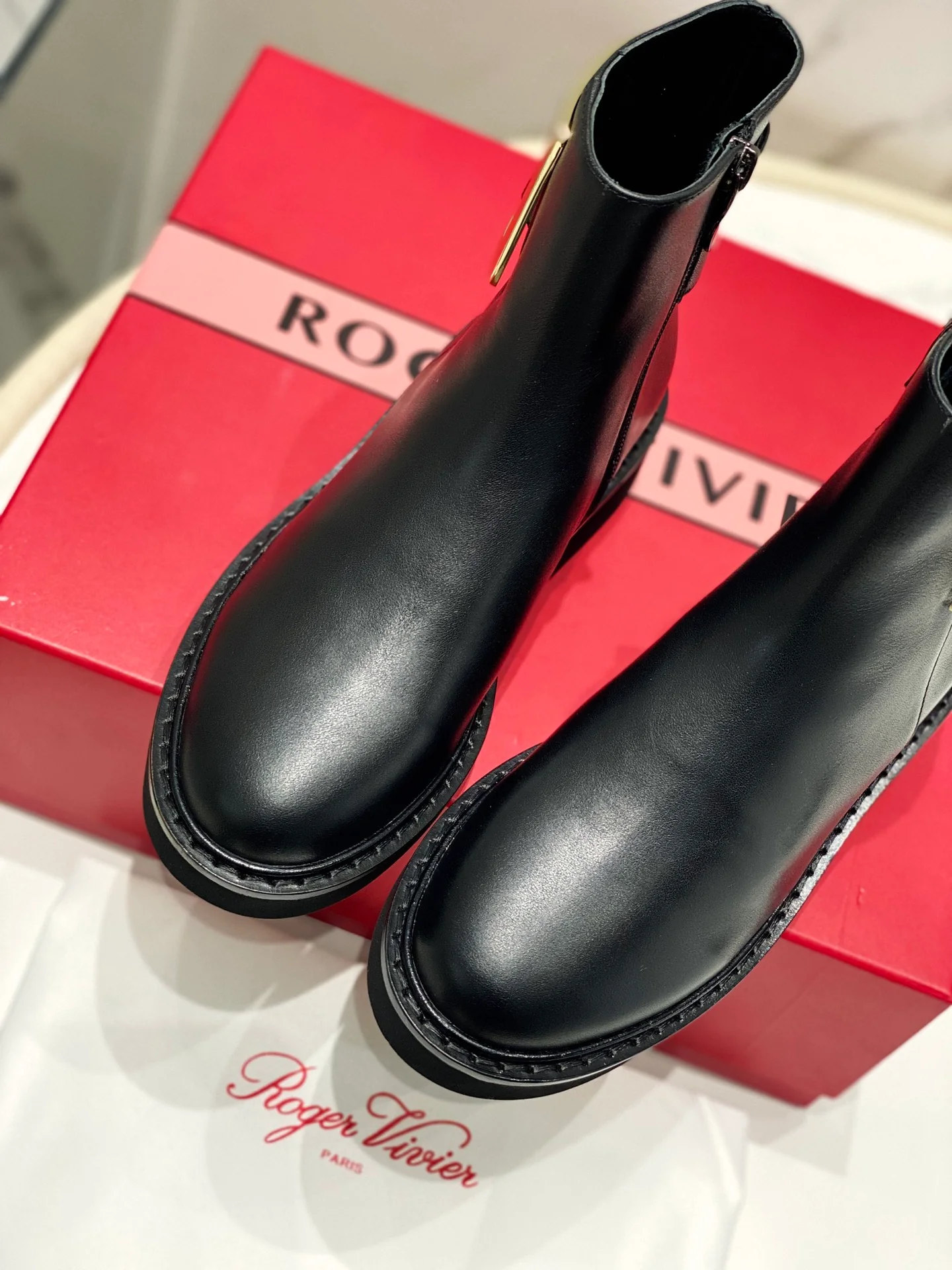 Ботинки RV Shoes - кожаные ботильоны 2024 года - черные