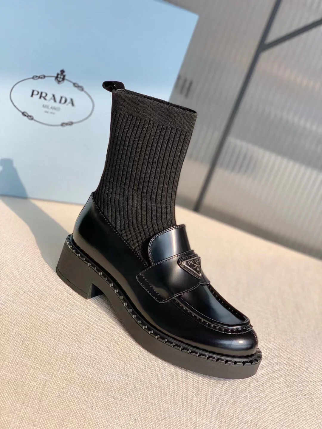 Обувь Prada - Prada - классические ботильоны-носки - лоферы - черные