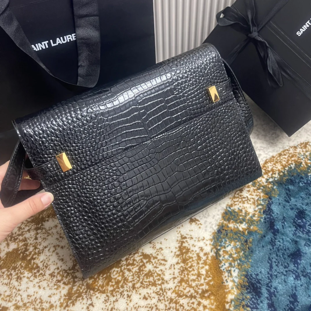 Сумка через плечо YSL Manhattan с тиснением под крокодиловую кожу