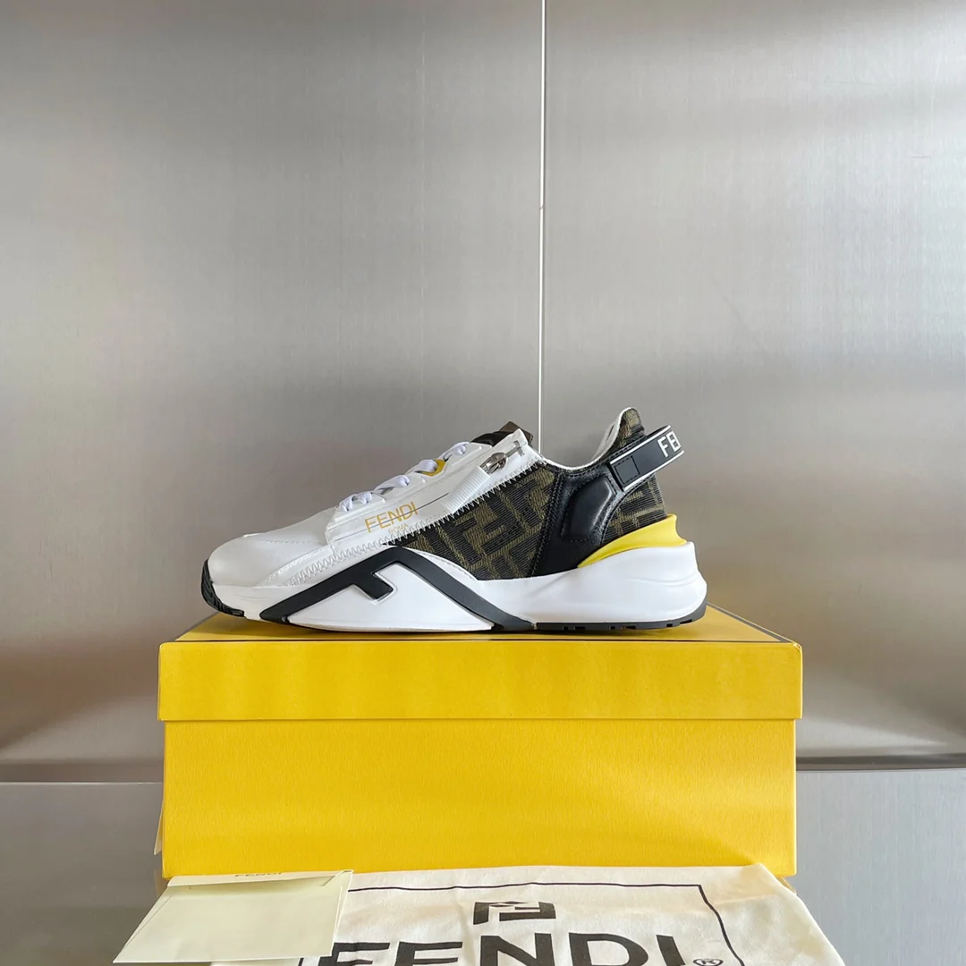 Fendi - Повседневные кроссовки - Белые и желтые - 1