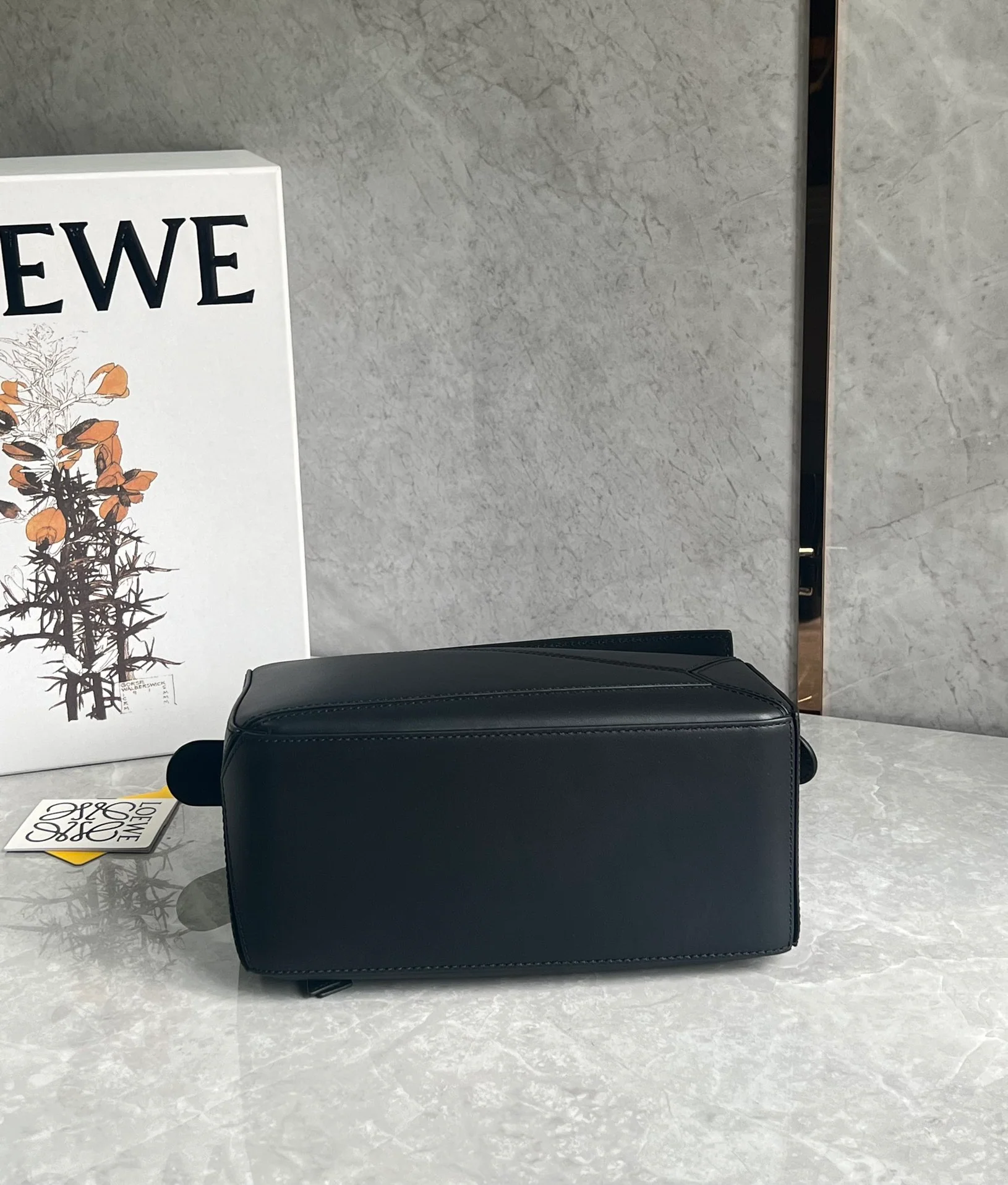 Loewe Puzzle Leather Satin Leather Black Small