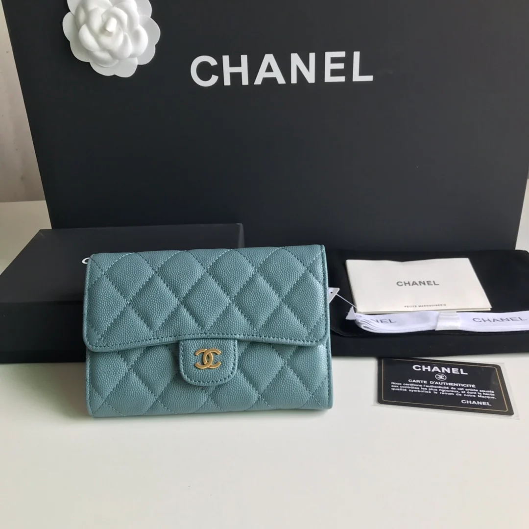Оправа Chanel CF Tri-fold Frame - Haze Blue Lychee Skin Gold Buckle