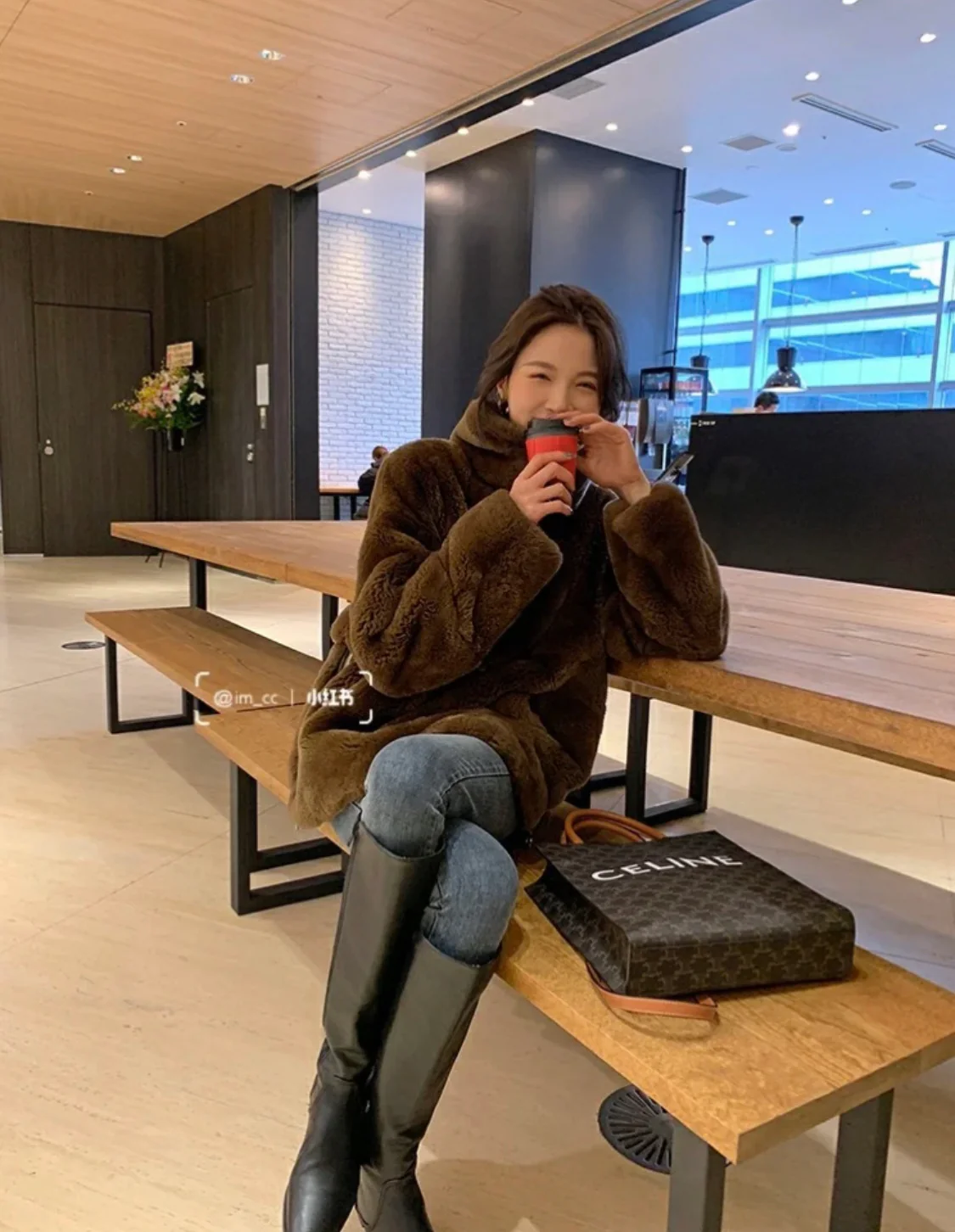 Celine-Cabas Medium Monogram Leather