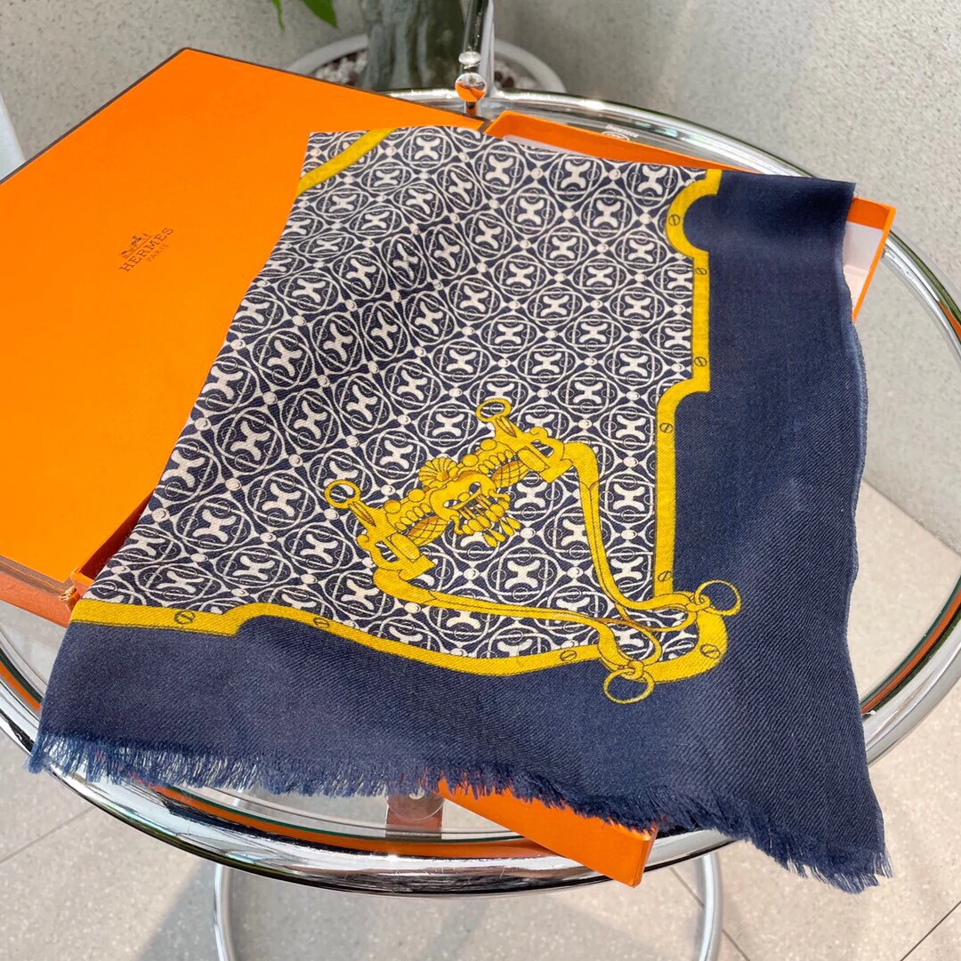 Кашемировый шарф Hermes с принтом - 100 см - 200 см - 100 см - Кашемир премиум-класса