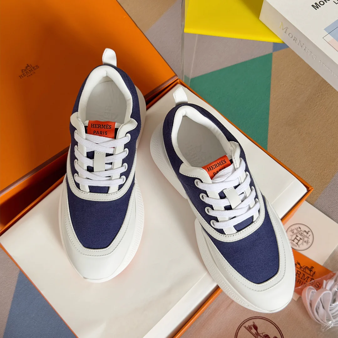 Новые повседневные кроссовки Hermes Giga Series 2023, унисекс, темно-синие.