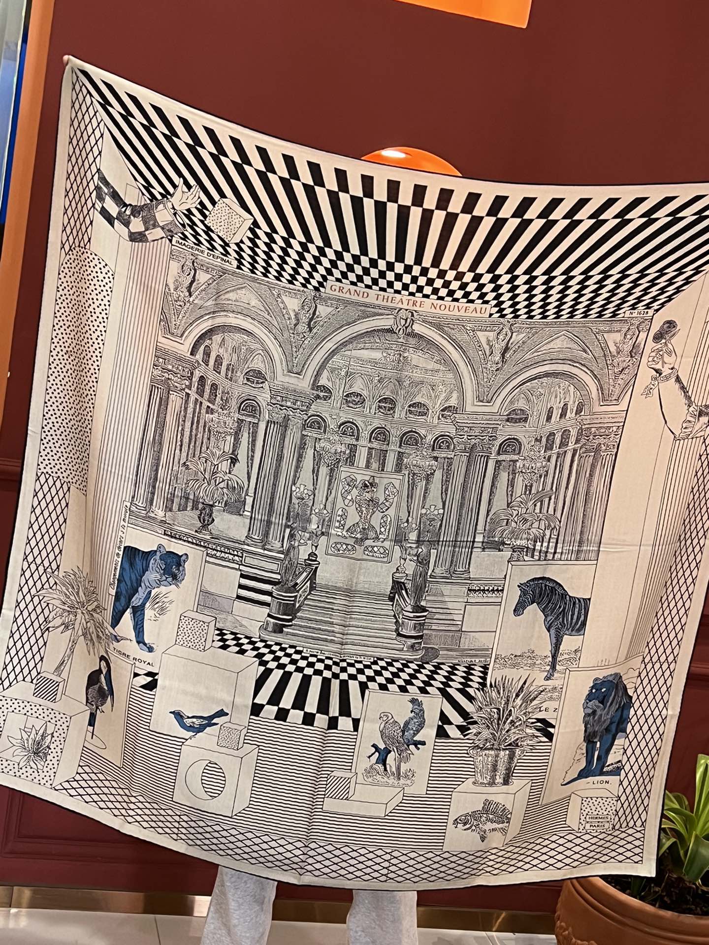 Шарф Hermes Grand Theatre Square Scarf - 140 см - Шелк-кашемир - Черный