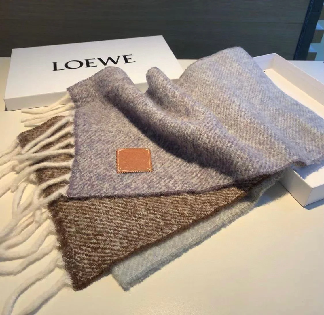 Шарф в стиле Лолита - однотонный - 250 см - 28 см - синий