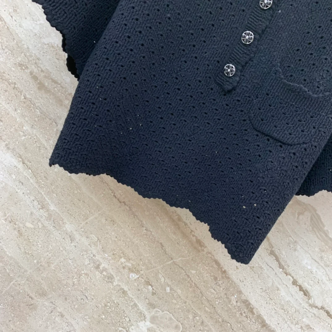 Chanel 2403 - Ажурный вязаный топ - Черный