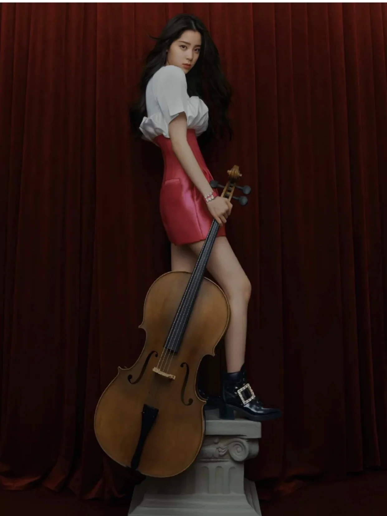 RV Shoes - 22ss - Ботильоны на массивном каблуке, украшенные стразами - Стиль Оуян Наны - 1