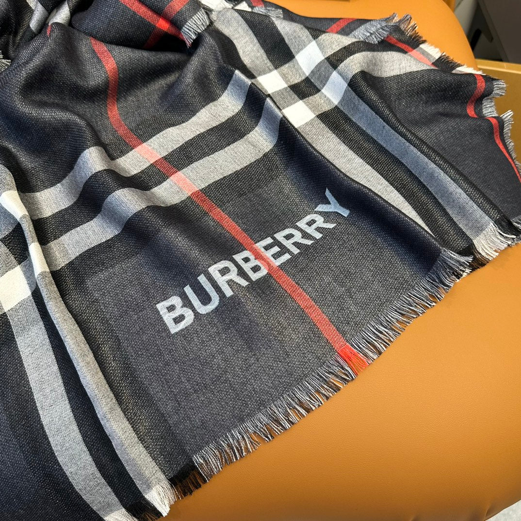 Шарф Burberry 2024 в винтажную клетку - черный - 220-70