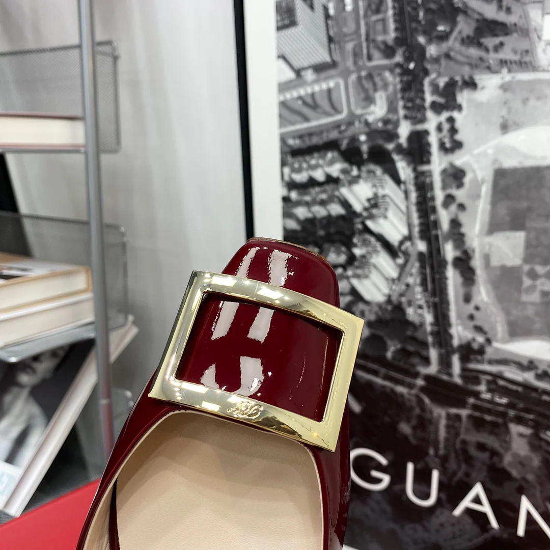 RV-Flat Bottom Hollow Square Toe-Wine Red