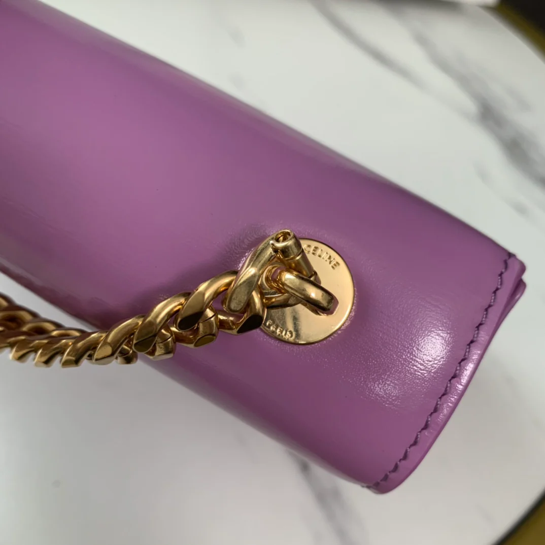Celine - Кожаная сумка с пряжкой и цепочкой - Подмышечная сумка - Фиолетовая