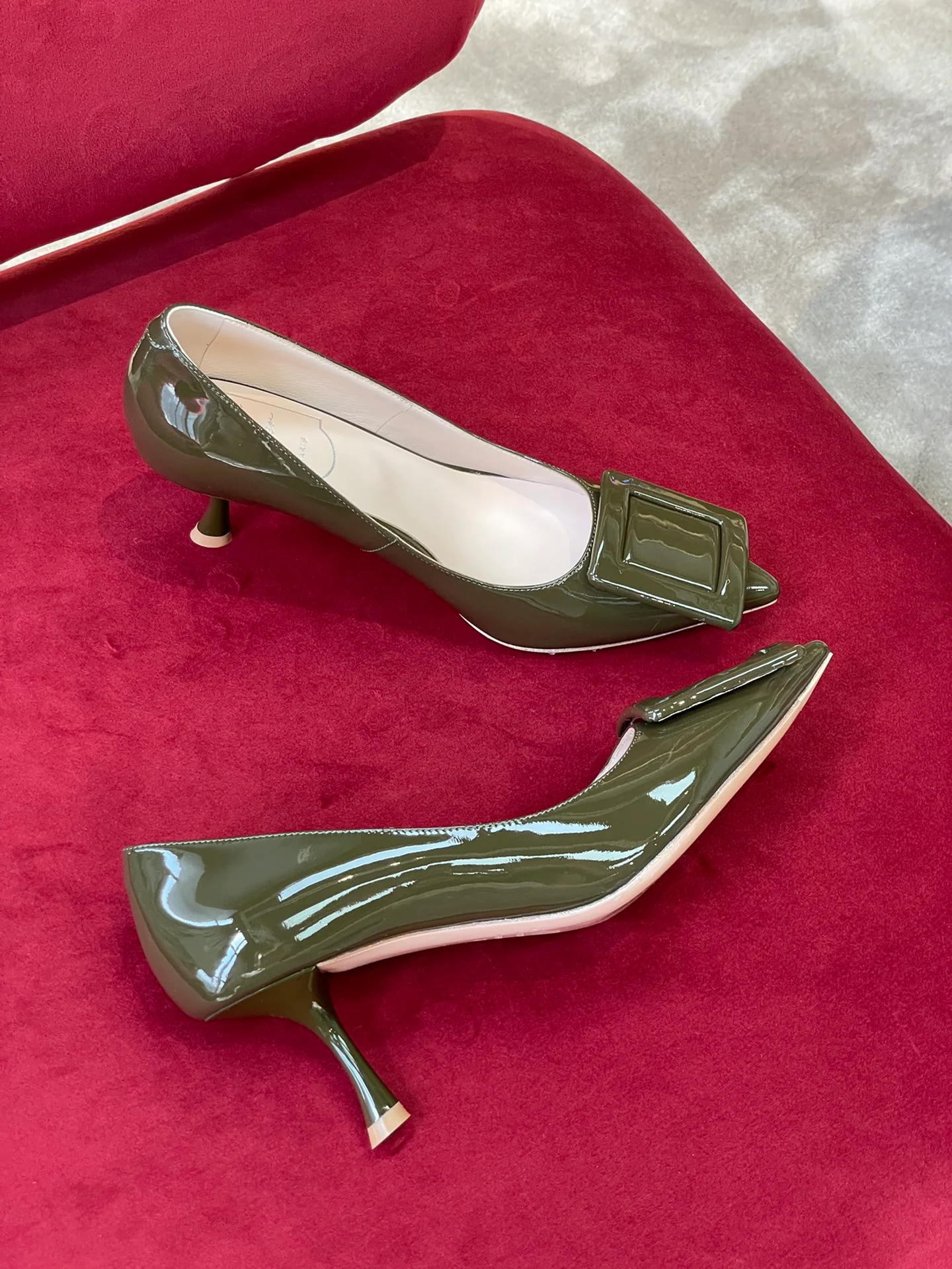 Туфли для автодомов - туфли на каблуке с острым носком - зеленые