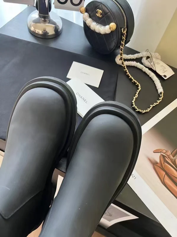 Chanel - Шерстяные сапоги для верховой езды - Черные