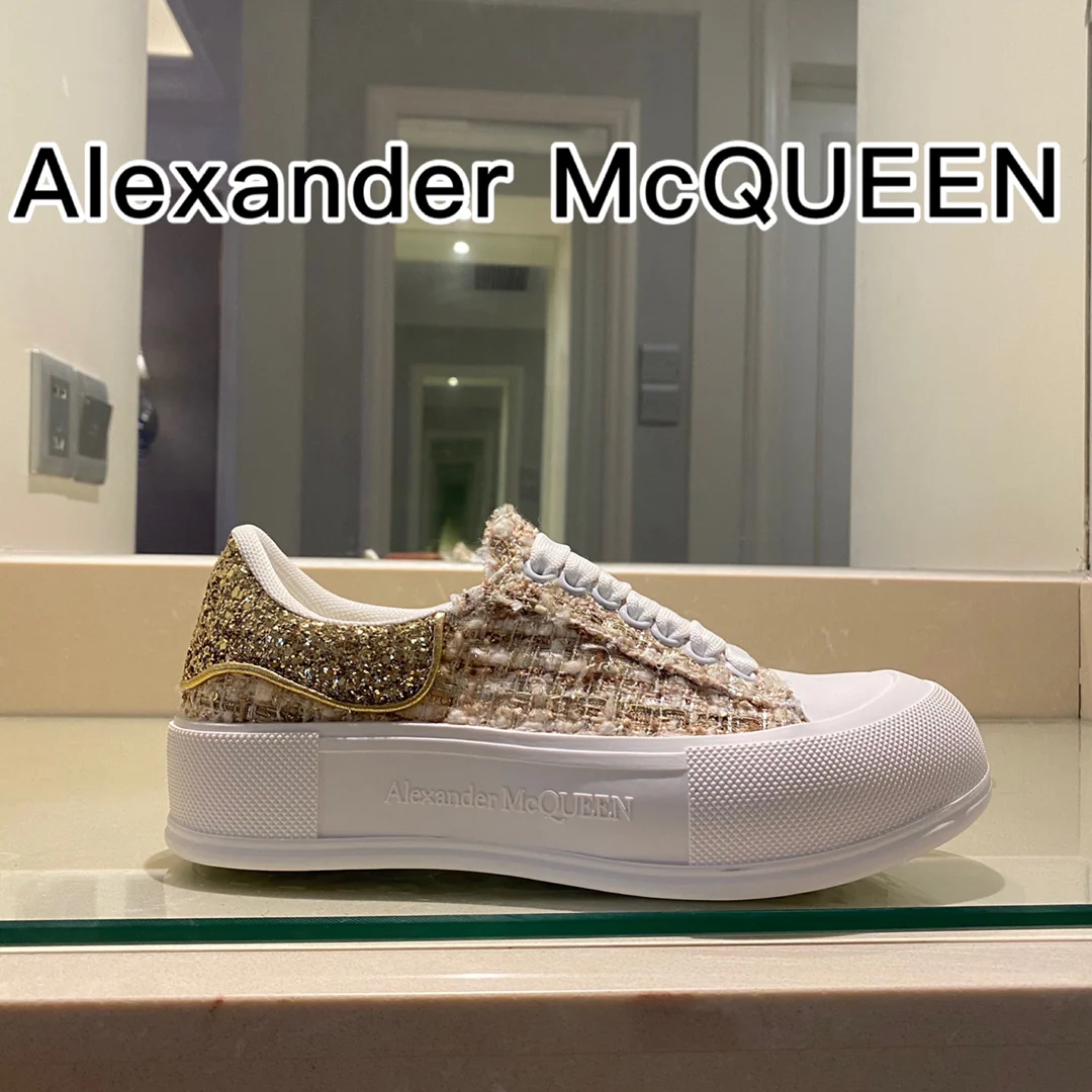 McQueen - Верх из шерсти - Подошва сзади - Кед - Золотой