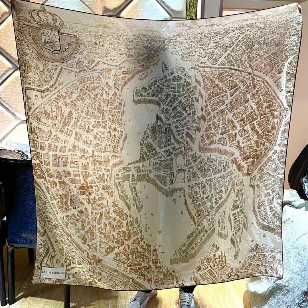 Шарф Hermes - Город Лошадей - Абрикосовый