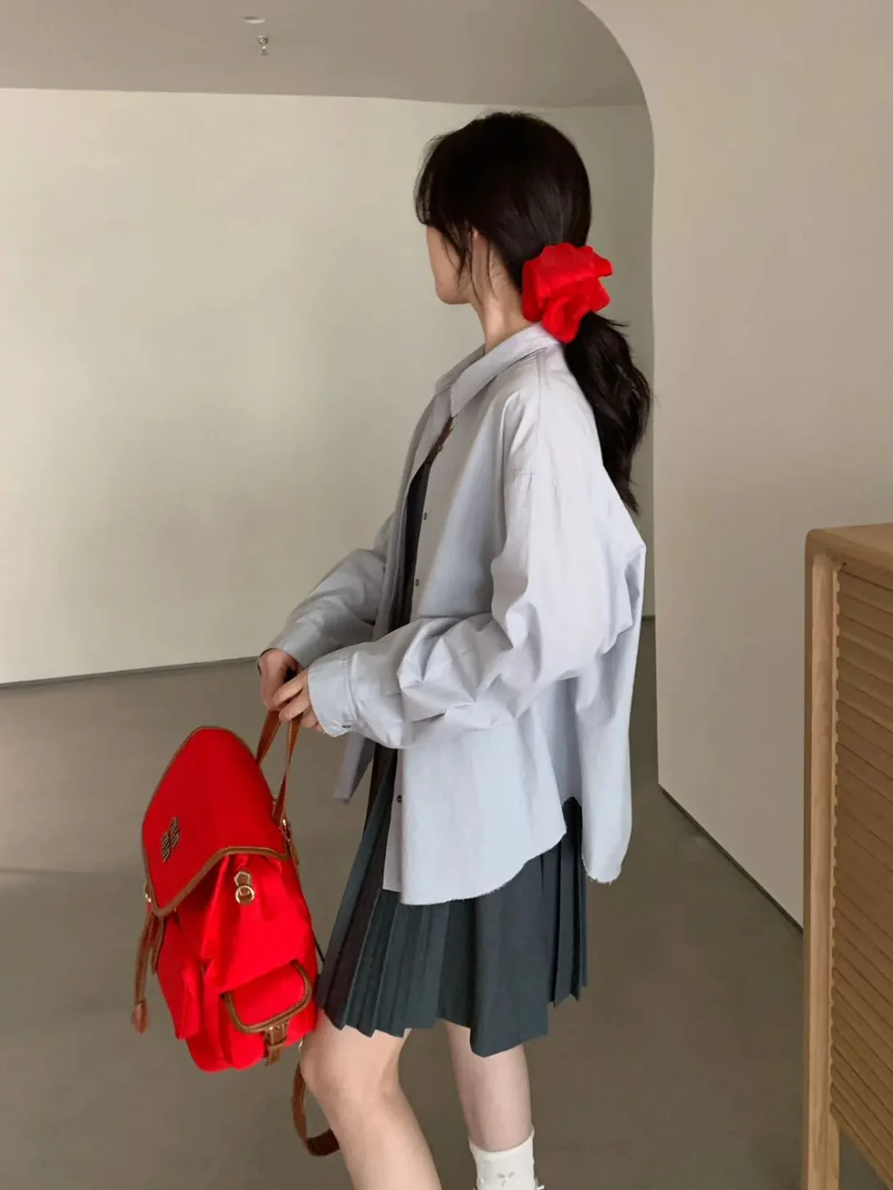 Рюкзак Miu Miu из канваса и кожи — красный (образ представлен отдельно)