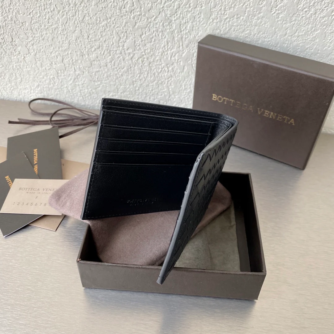 BV-大编织格子 短夹 羊皮 12×12cm