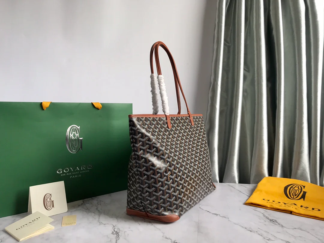 Большая сумка-тоут Goyard на молнии - Кофейно-коричневый