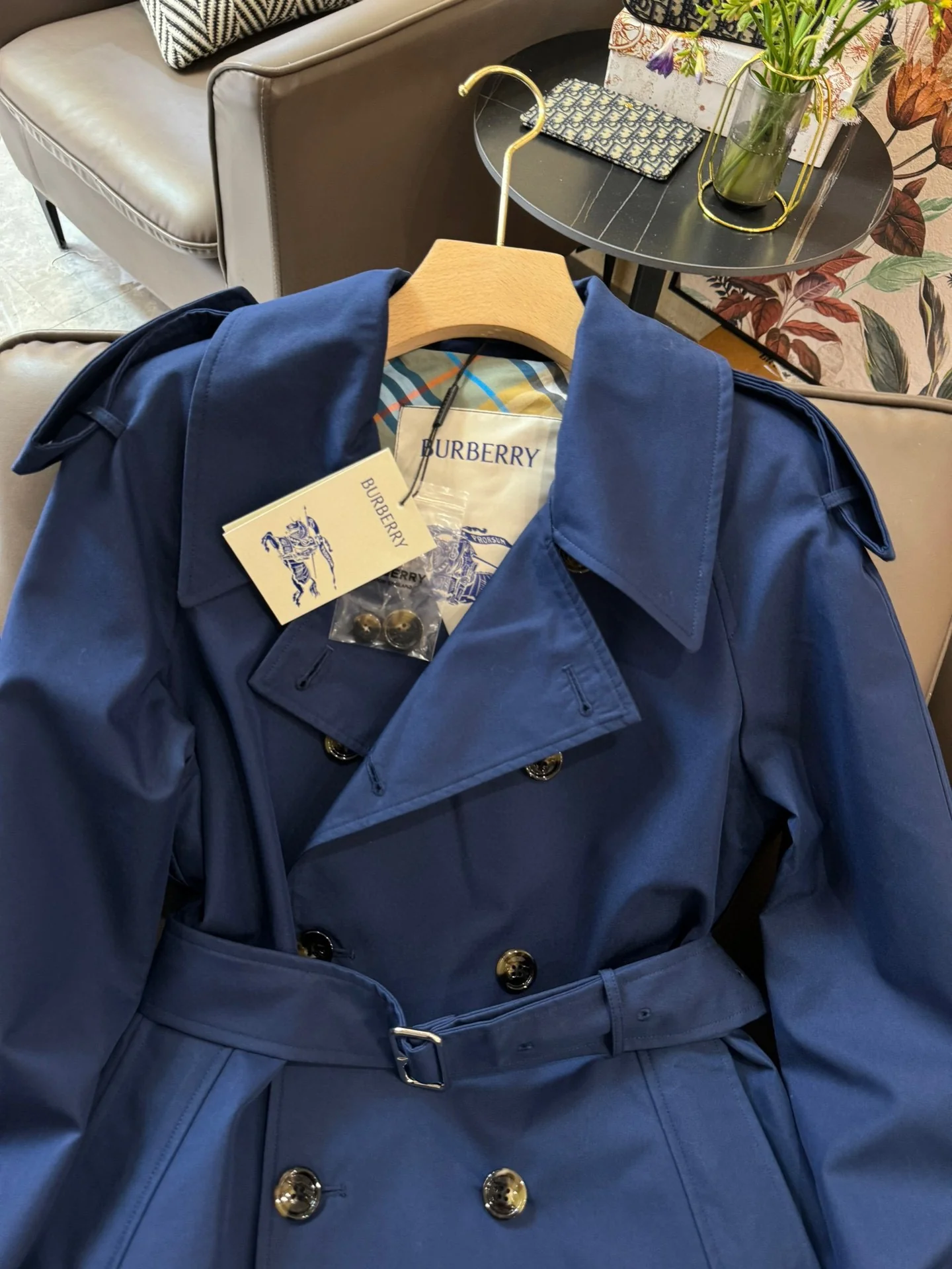 Новый тренч Burberry 2403-24ss - темно-синий