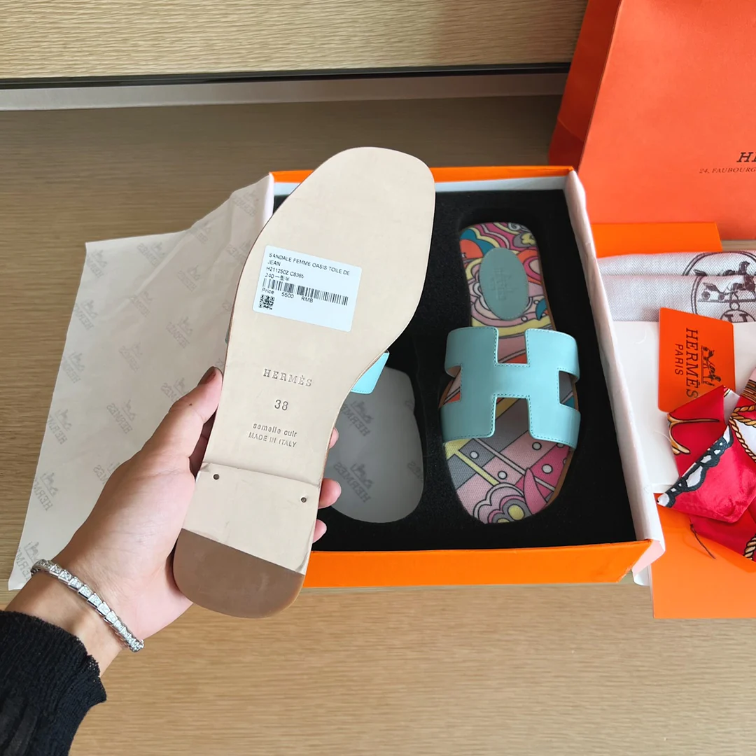 Классические тапочки Hermes H — улучшенная упаковка — светло-голубой