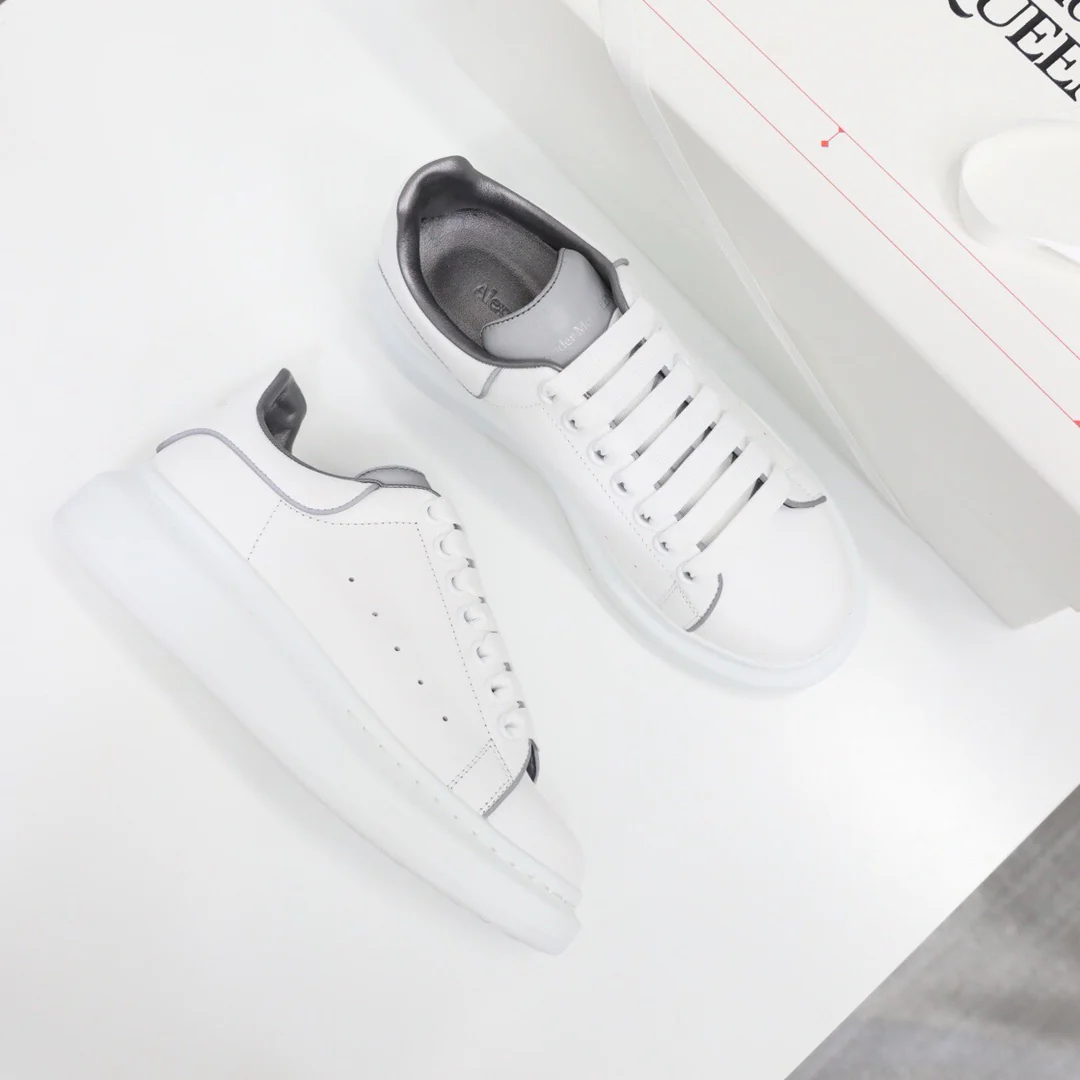 Классические белые кроссовки McQueen - серые - 1