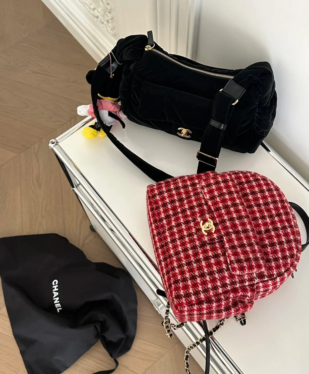 Рюкзак Chanel в клетку ?гусиная лапка? — красный