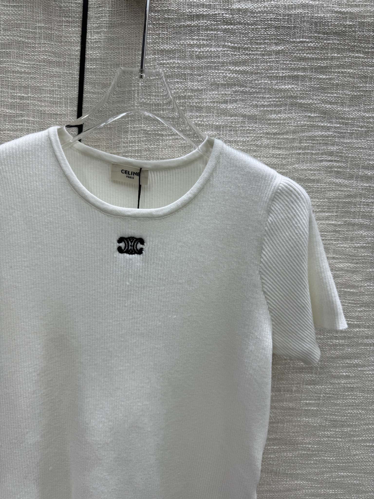 Вязаный топ с коротким рукавом Celine 2403 - белый