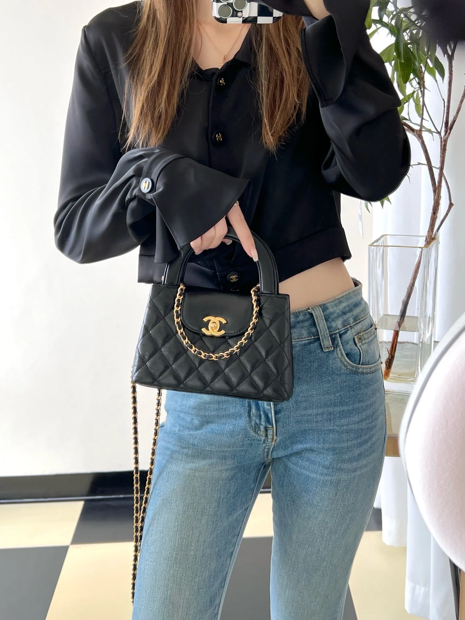 Сумочка Chanel Kelly Chain, большая - черная