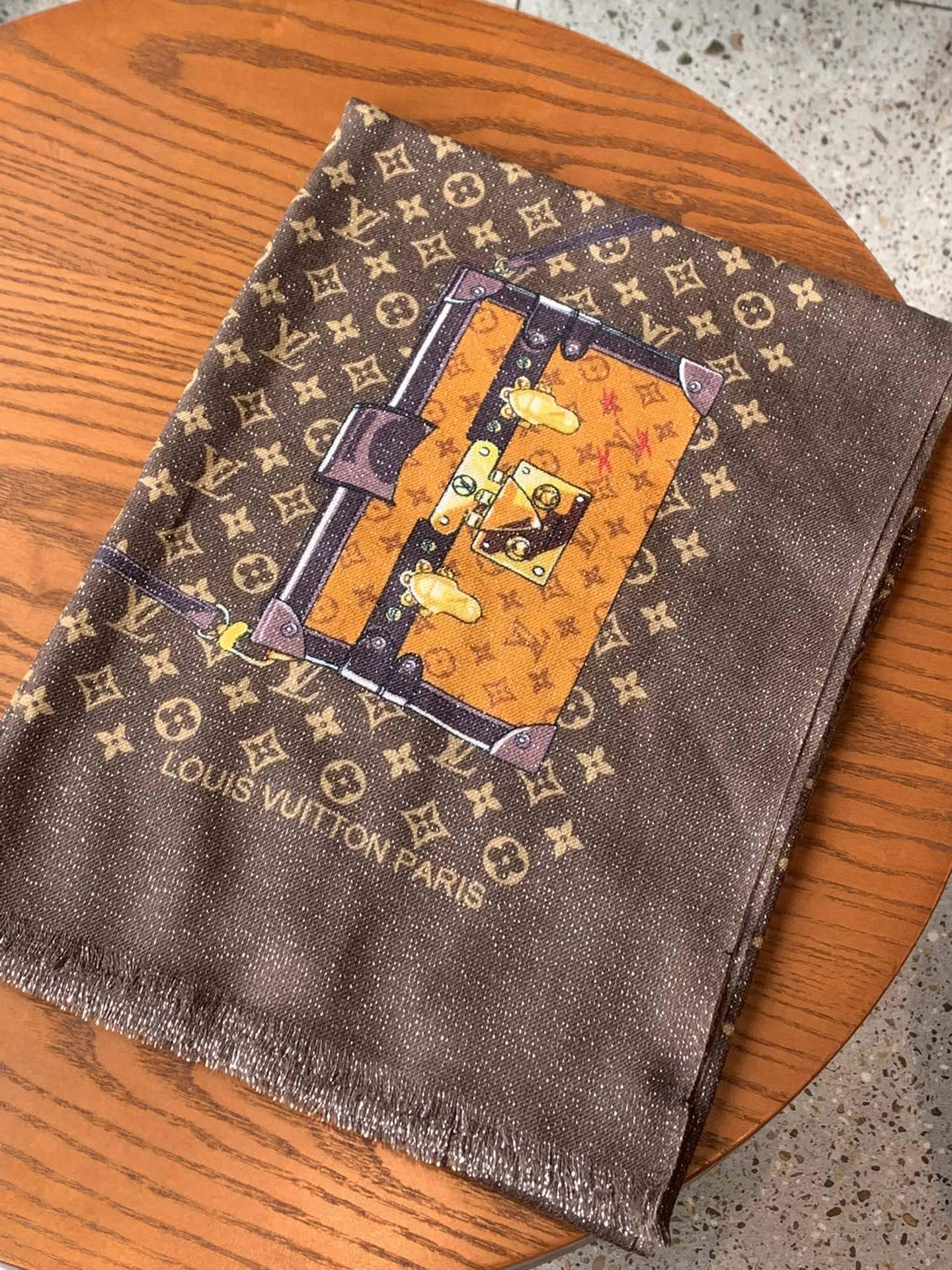 Шарф LV Le Tout Paris - 110-200 см - Кашемир - Коричневый