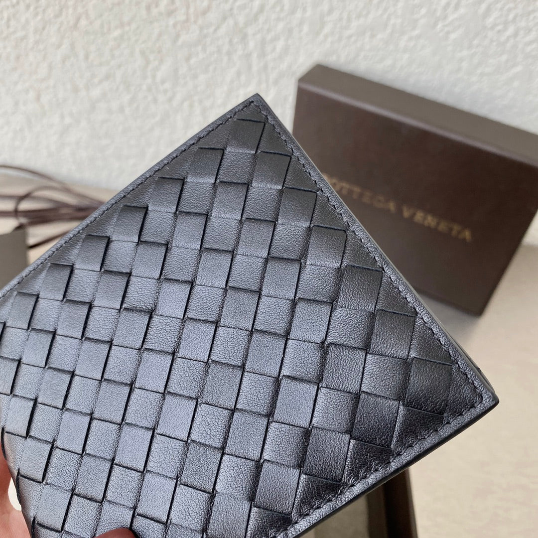 BV-大编织格子 短夹 羊皮 12×12cm