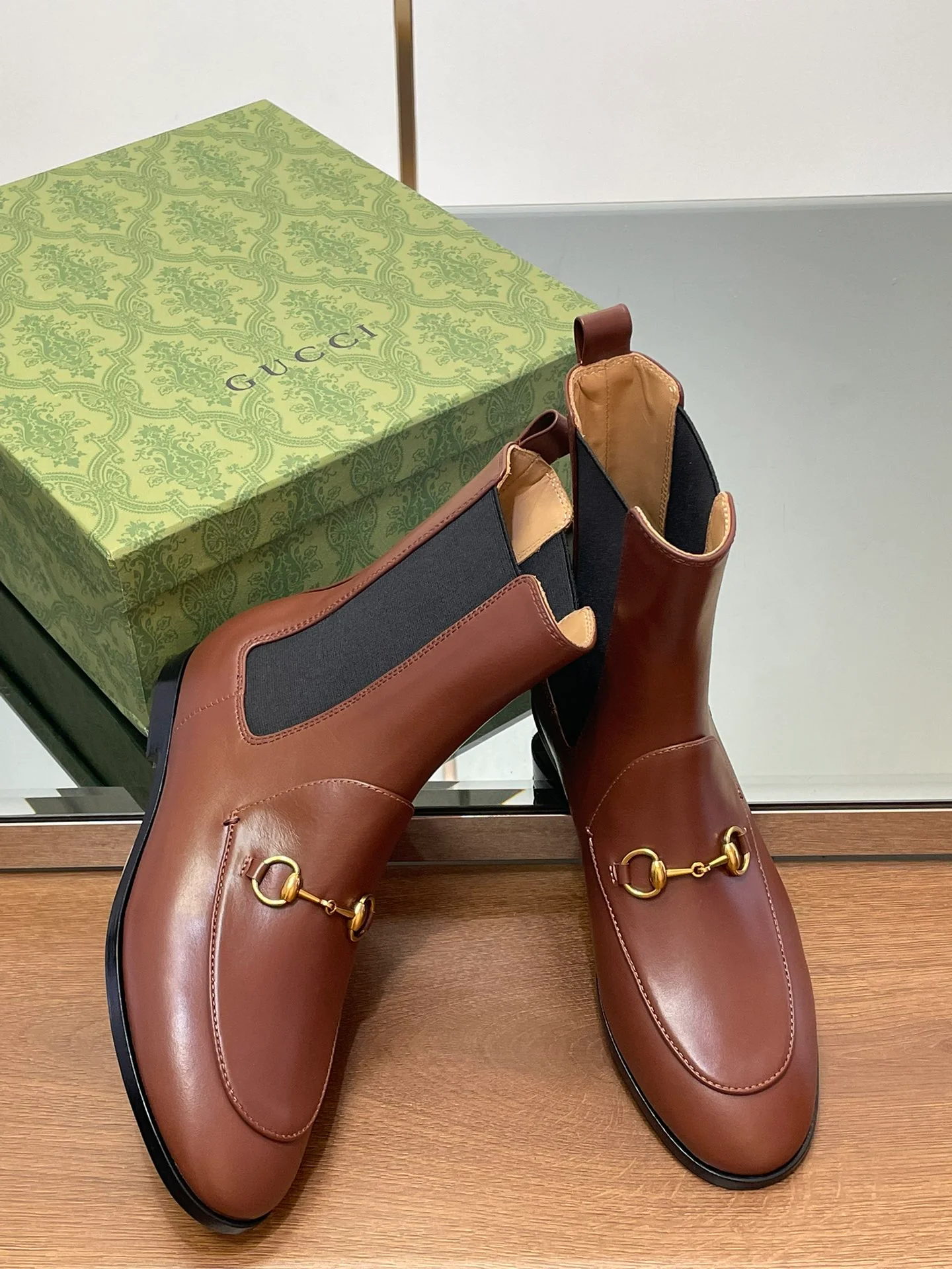 Кожаные сапоги для верховой езды Gucci 2024 - Кофейно-коричневые