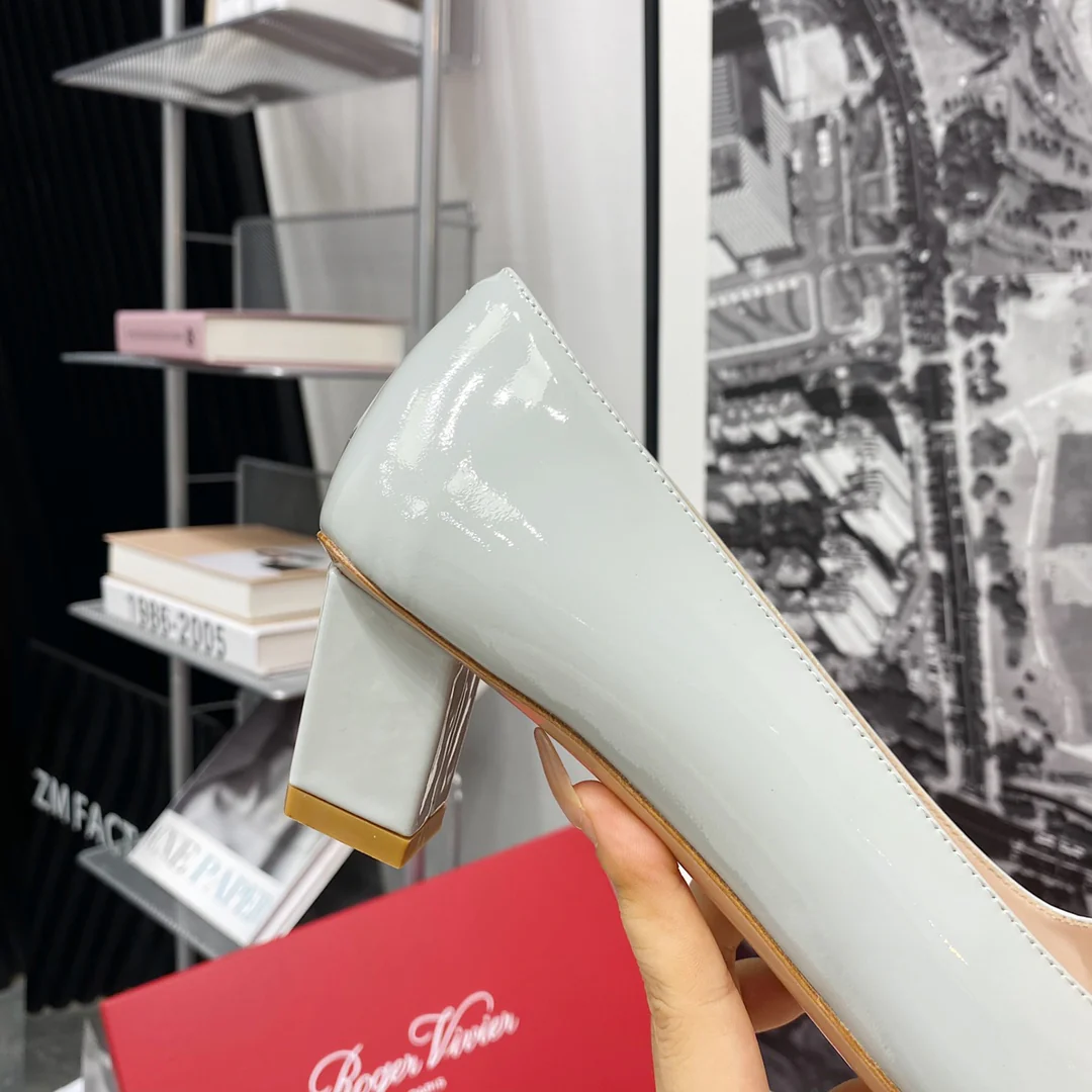 Блочный каблук RV-4-5 см - светло-голубой